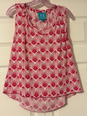 ESCAPADA Sz XS Pink and White Sleeveless Swing Tank Top